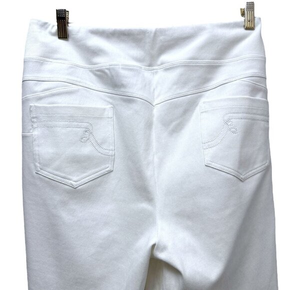 Women with Control White Jeans Plus Size 2X Petite Ankle Crop Pull on Stretch - Picture 4 of 10